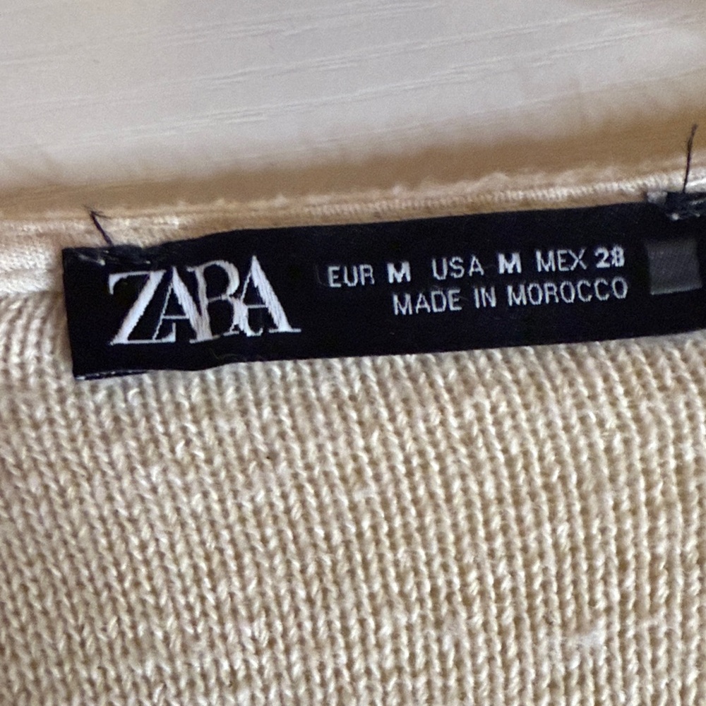 Zara Cream Long Sleeve Wrap Blouse - Picture 2 of 8